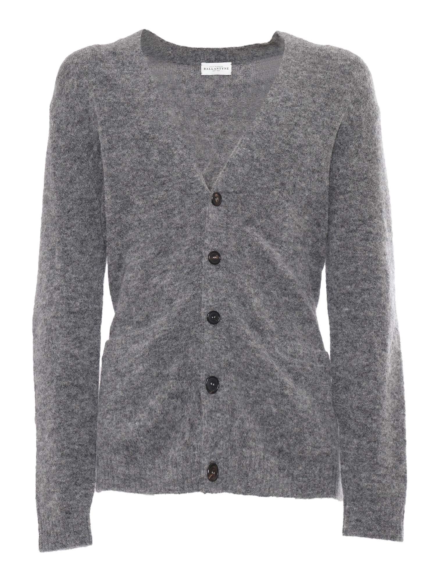 Shop Ballantyne V Neck Cardigan In Gray