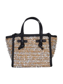 MARCELLA GIANNI CHIARINI LEATHER AND FABRIC BAG