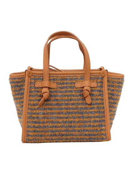 MARCELLA GIANNI CHIARINI LEATHER AND FABRIC BAG