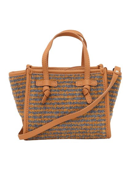 MARCELLA GIANNI CHIARINI LEATHER AND FABRIC BAG