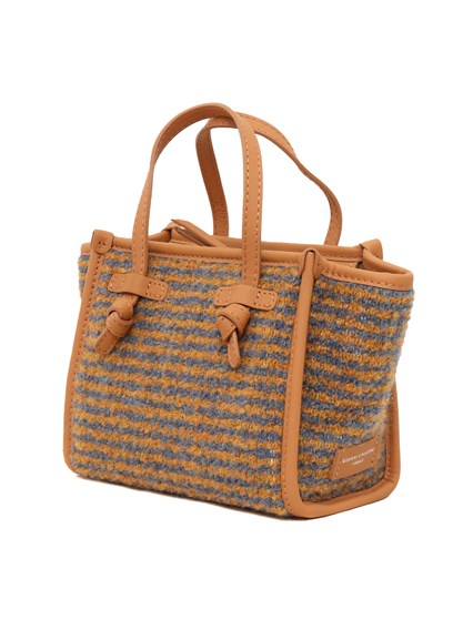 MARCELLA GIANNI CHIARINI LEATHER AND FABRIC BAG