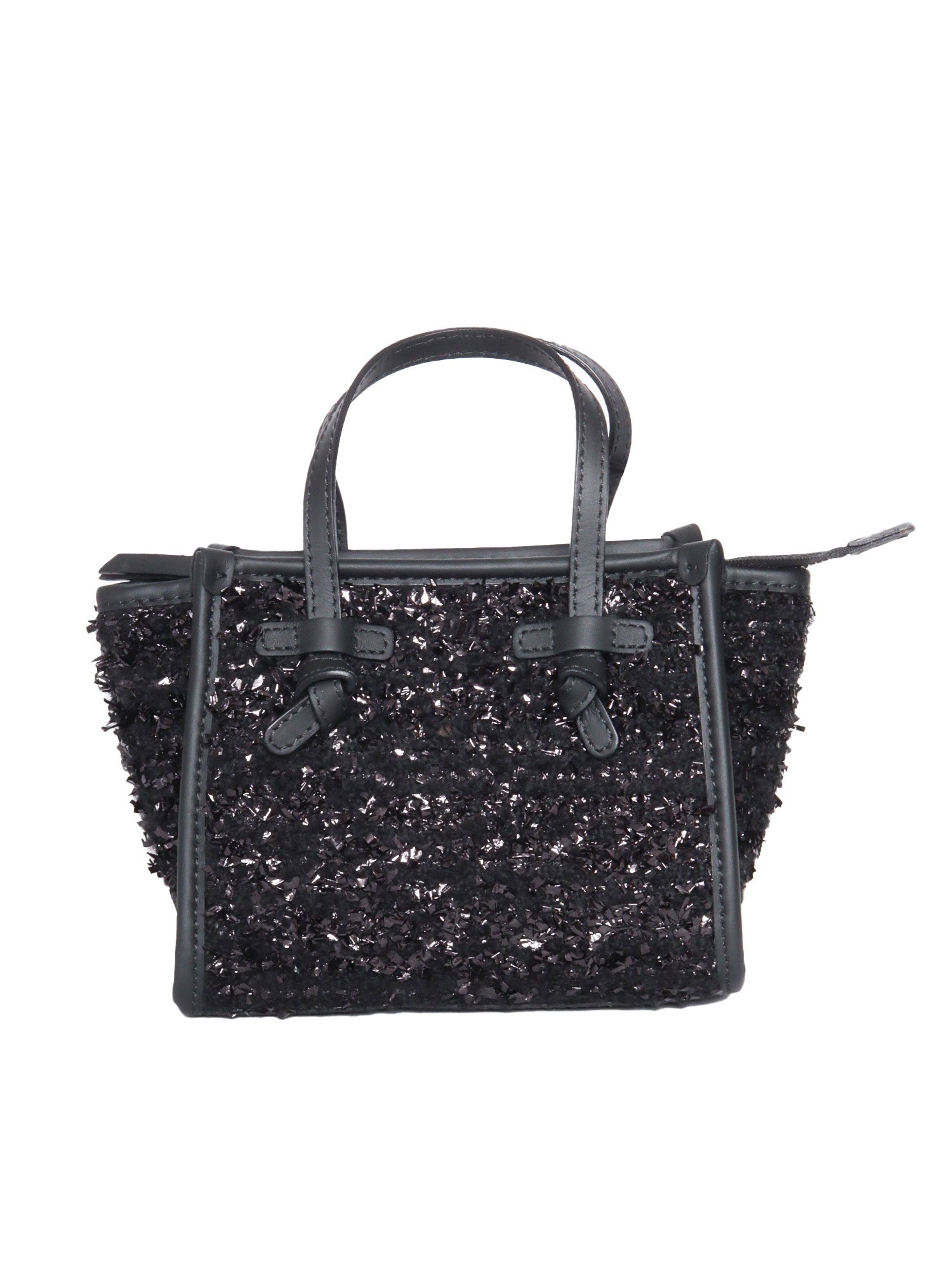 Shop Marcella Gianni Chiarini Leather And Fabric Bag In Black