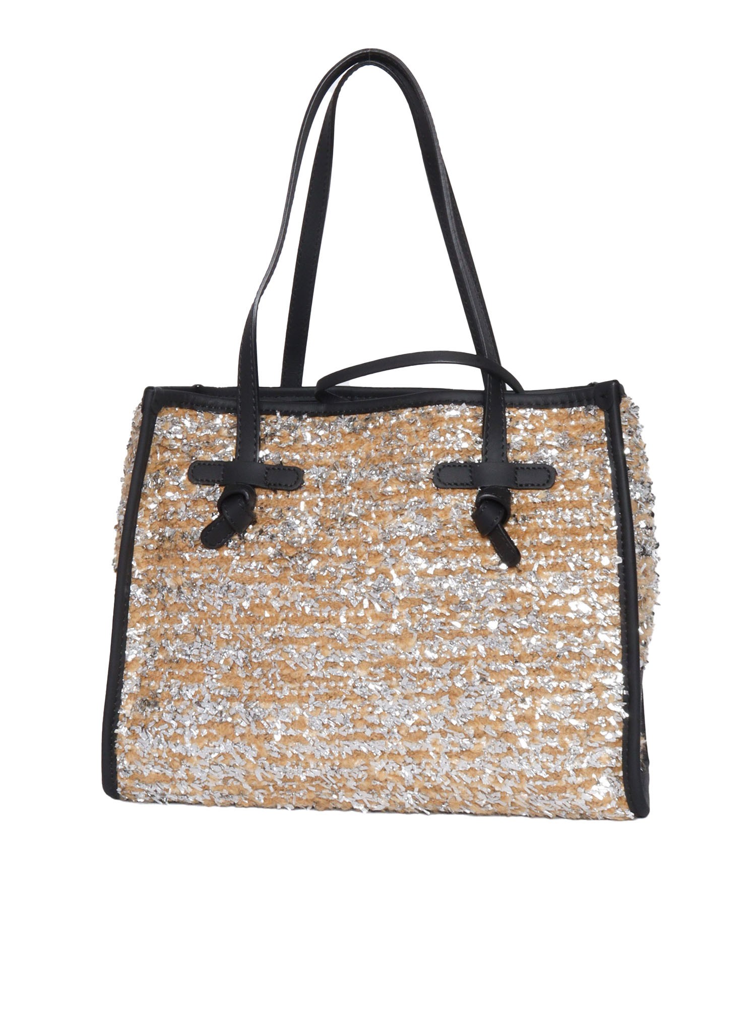 Shop Marcella Gianni Chiarini Fabric And Leather Bag In Beige