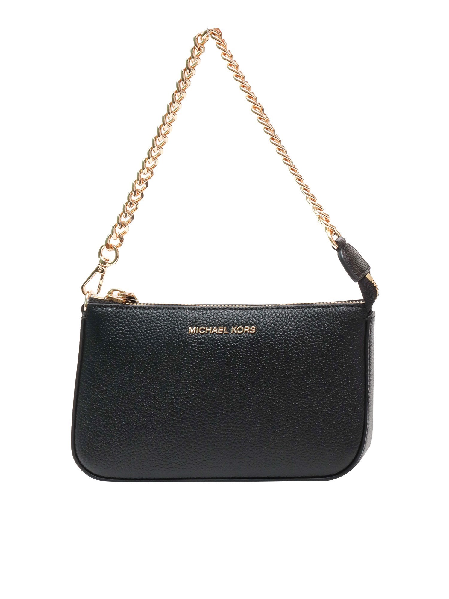 Shop Michael Kors Md Chain Pouchette In Black