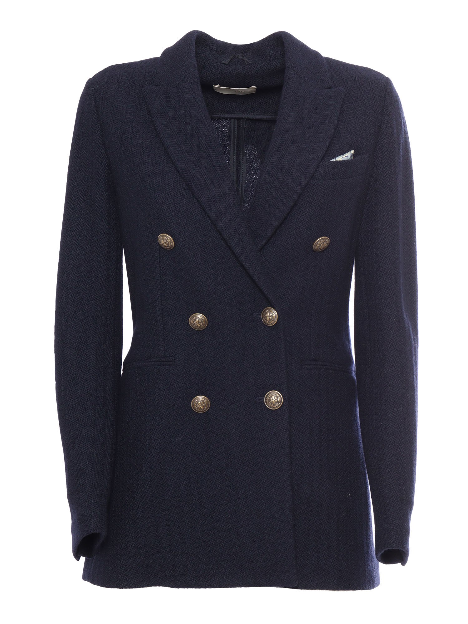 Shop Circolo 1901 Wool Double Breasted Jacket In Blue