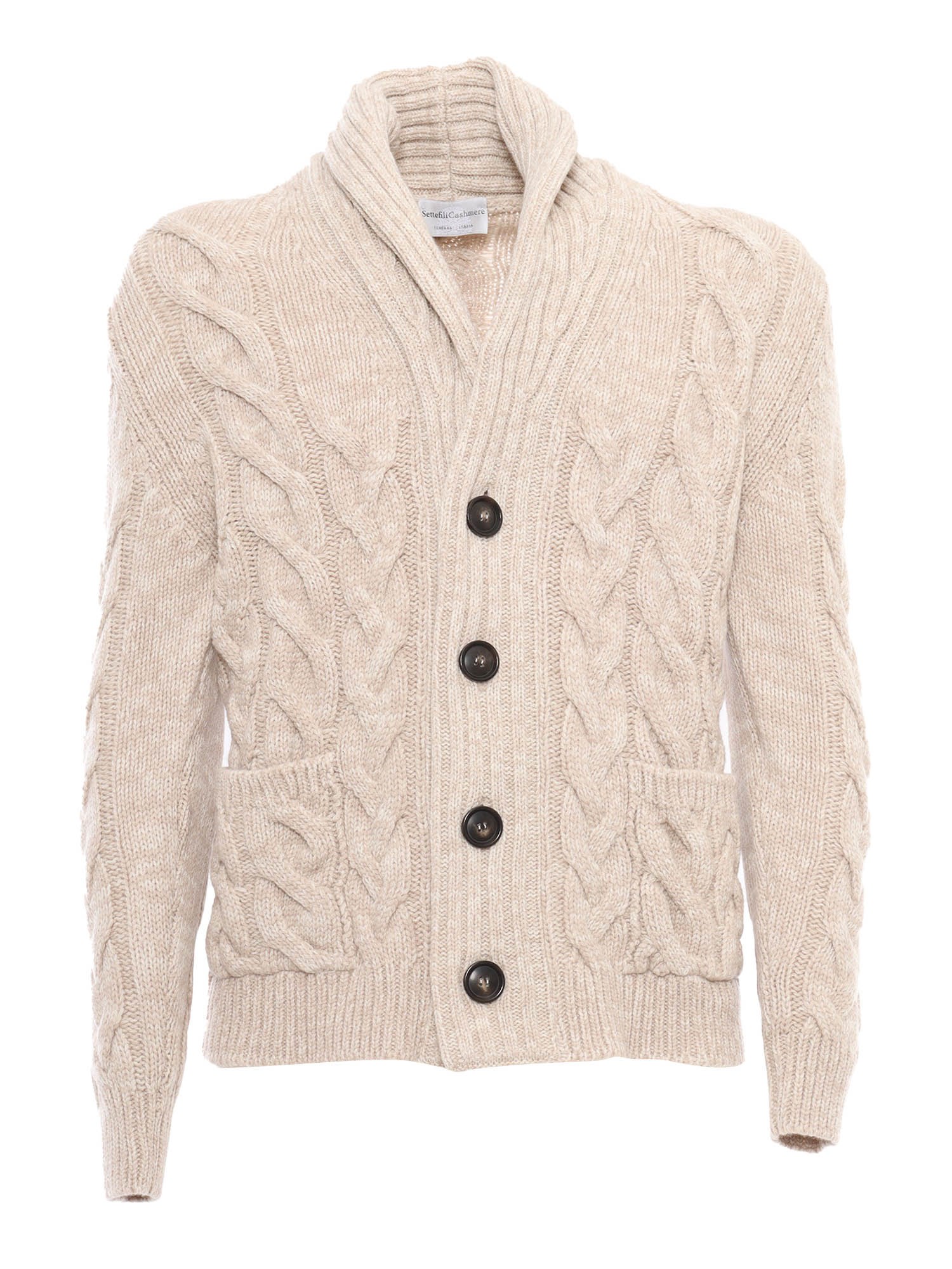 Shop Sette Fili Cashmere Braided Cardigan In Beige