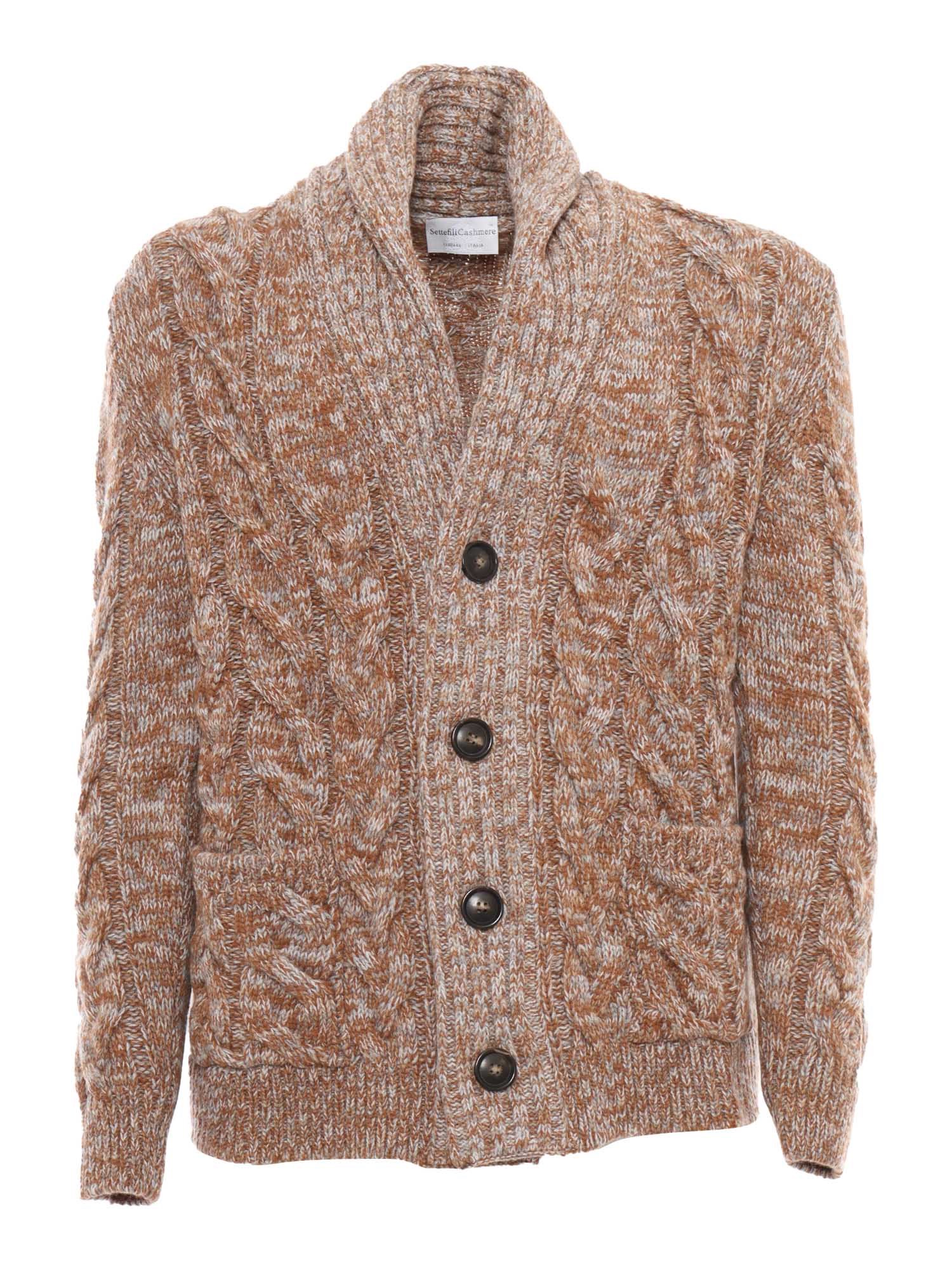 Shop Sette Fili Cashmere Braided Cardigan In Brown