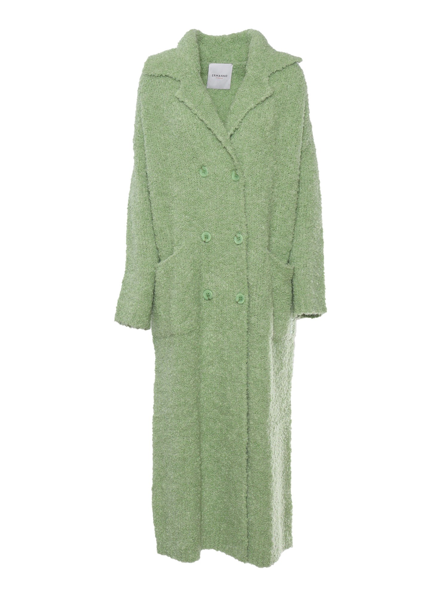 Shop Ermanno Firenze Knitted Coat In Green