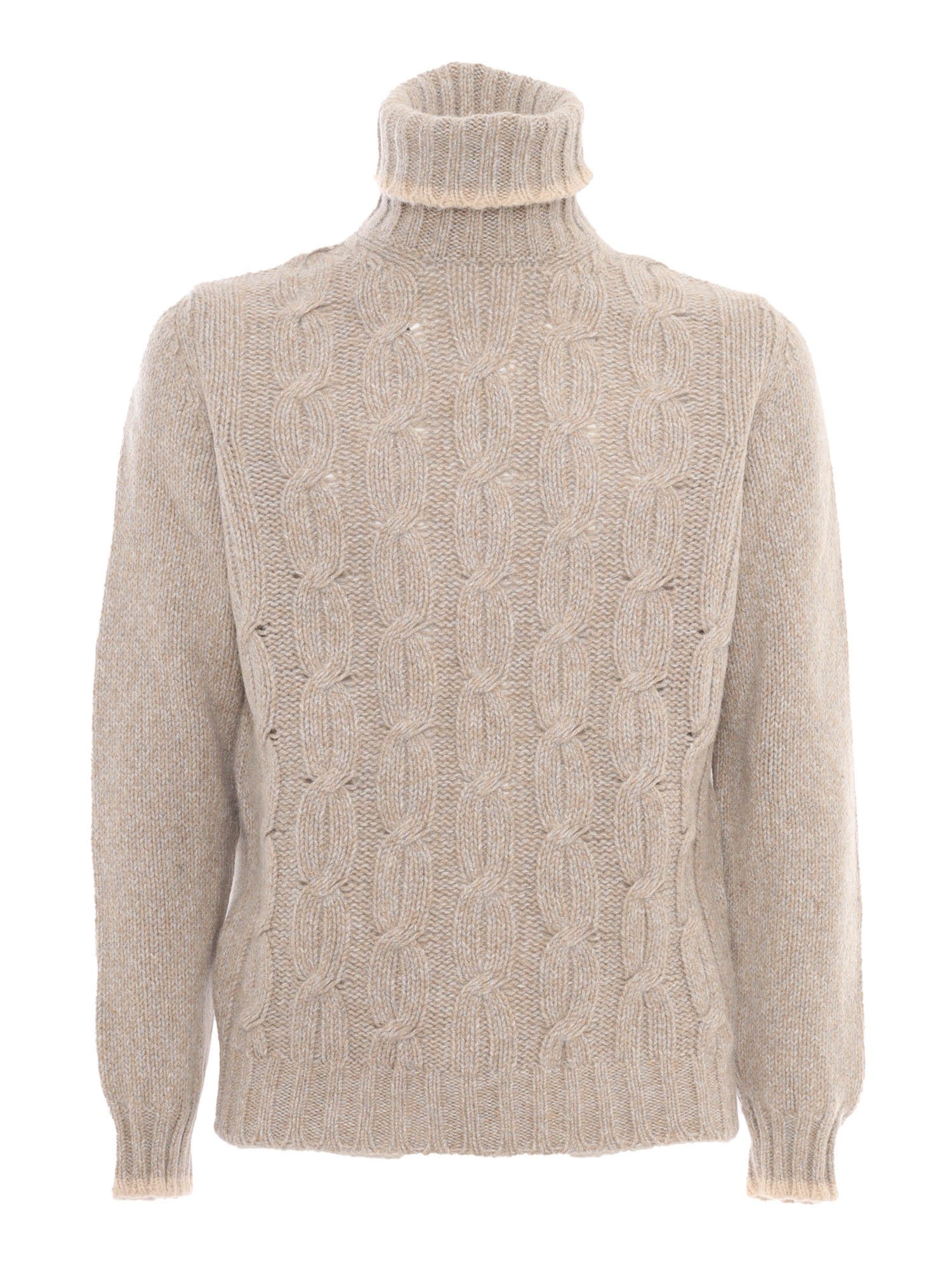 Fedeli Turtle-neck L/s Knitted Sweater Man In Burgundy