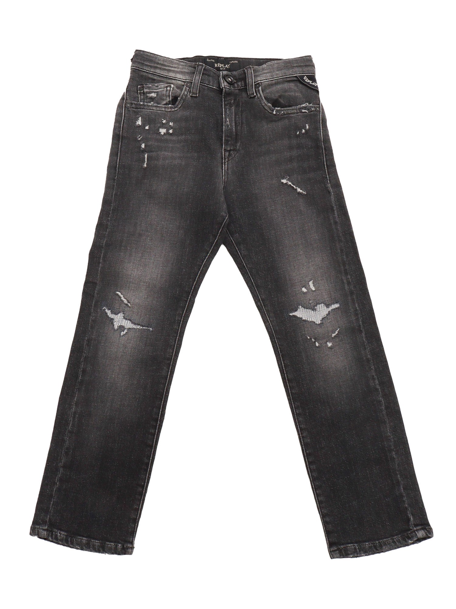 Replay Distressed-detail Jeans In Gray