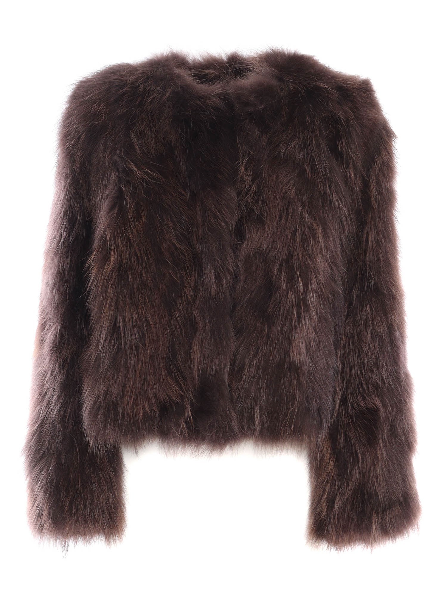 Shop Bully Woman Fur Jacket In Brown