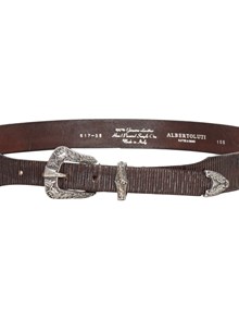 ALBERTO LUTI REAL CALFSKIN BELT IN DARK BROWN COLOR