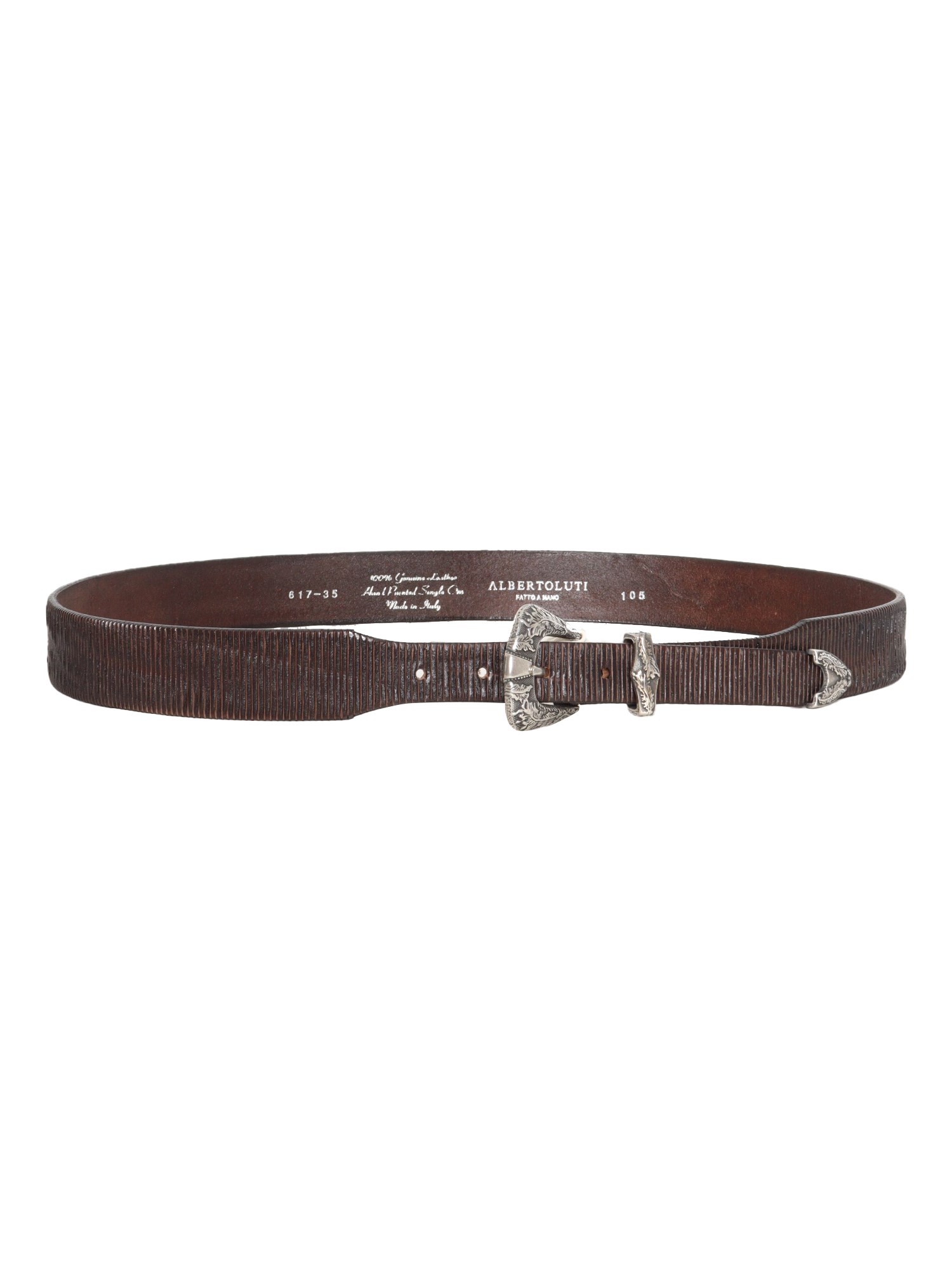 Alberto Luti Real Calfskin Belt In Dark Brown Color