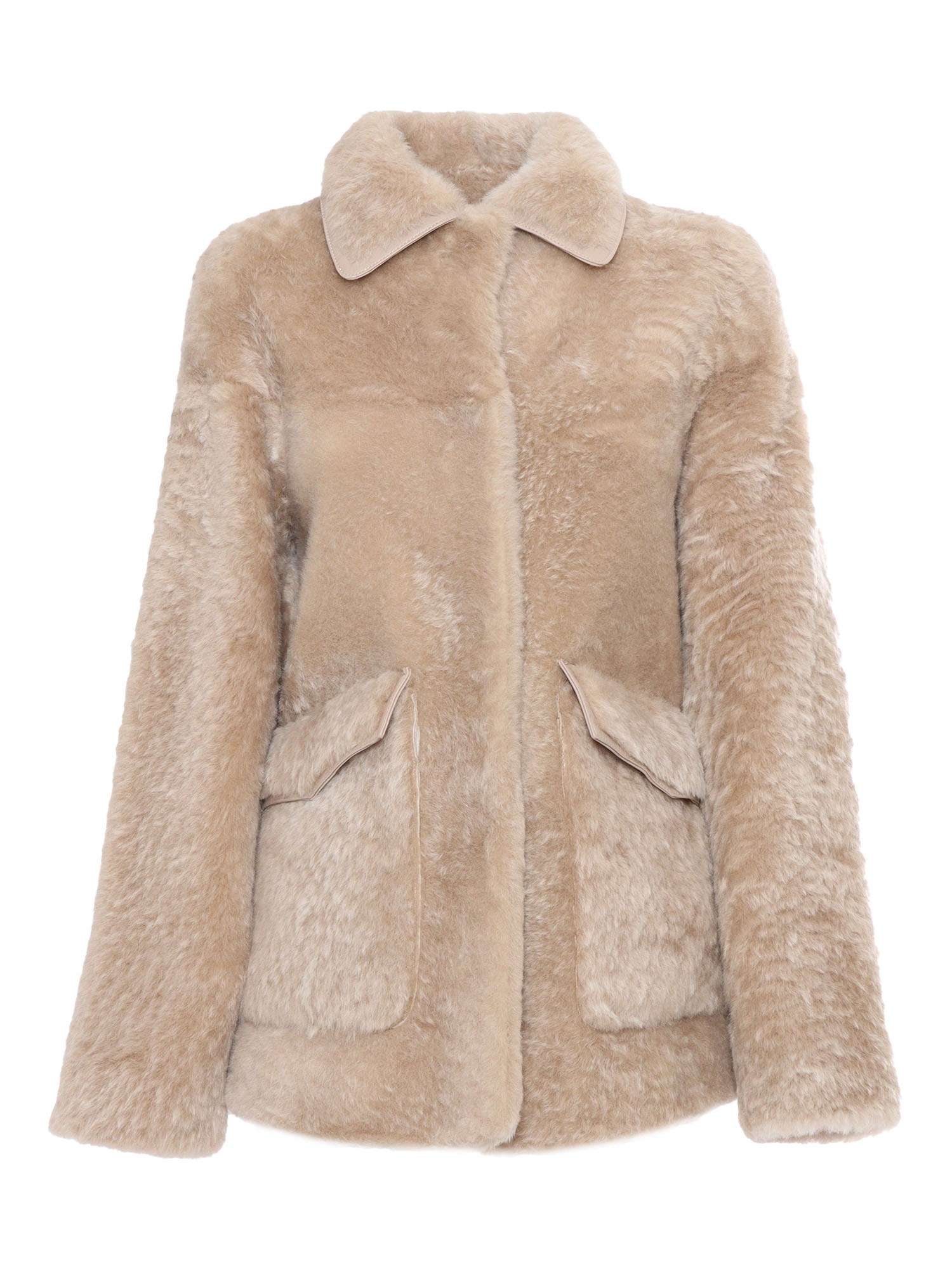 Diego M Sheepskin Coat In Neutral