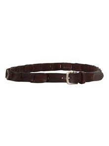 ALBERTO LUTI CALFSKIN BELT IN DARK BROWN COLOR WITH SILVER COLORED BUCKLE