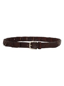 ALBERTO LUTI CALFSKIN BELT IN DARK BROWN COLOR WITH SILVER COLORED BUCKLE