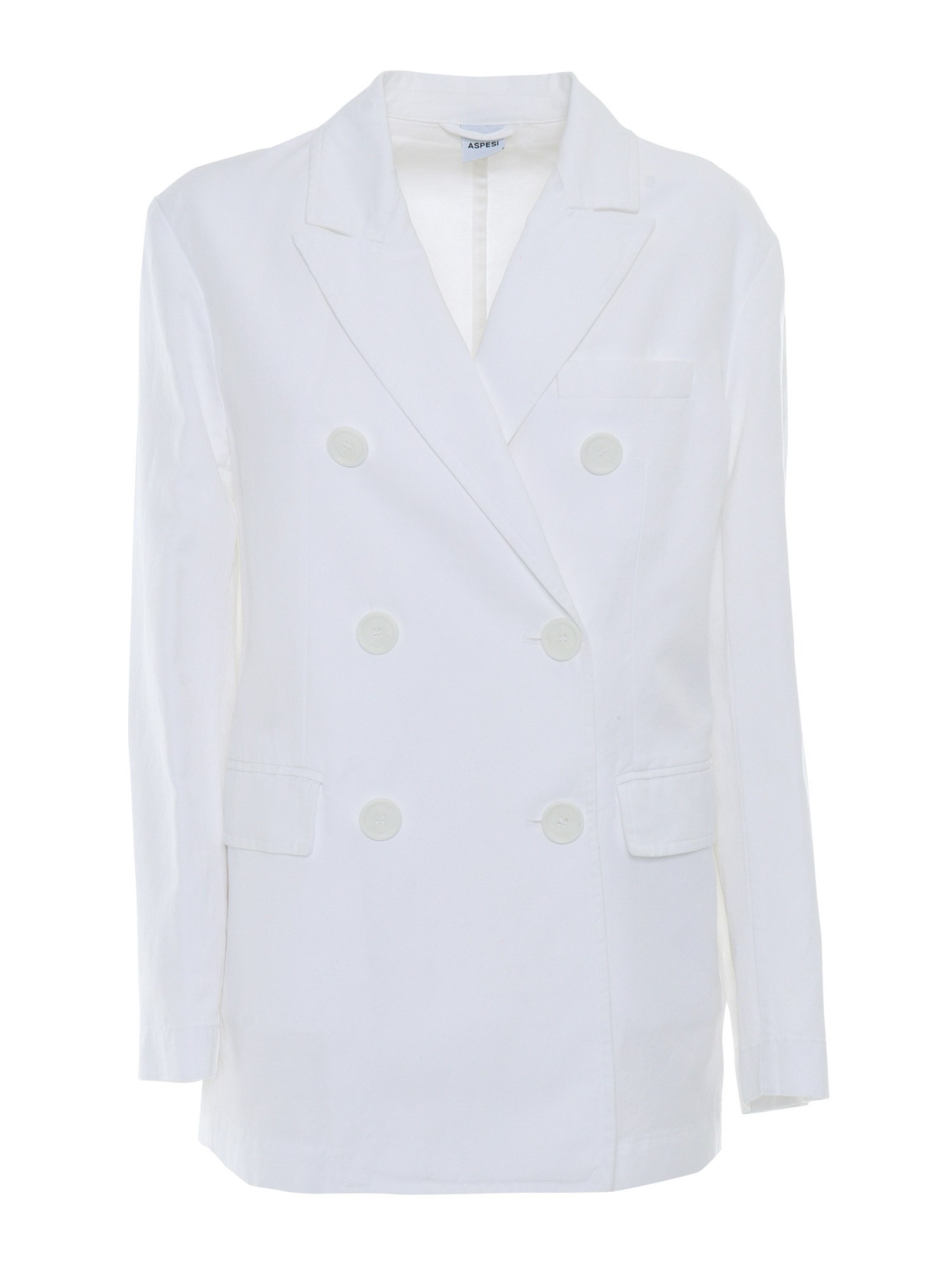 Aspesi Tailored White Double-breasted Blazer With Notched Lapel In White