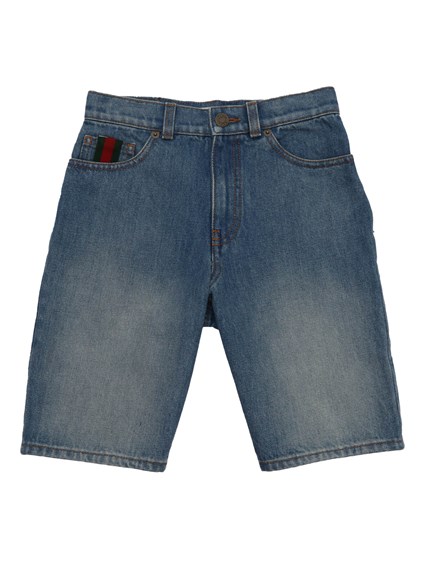 GUCCI KIDS J BERMUDA WASHED COTTON DENIM