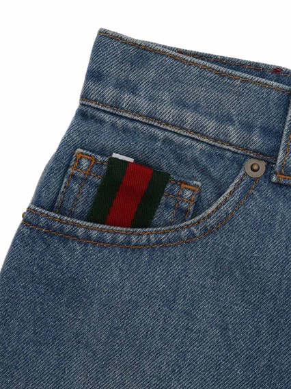 GUCCI KIDS J BERMUDA WASHED COTTON DENIM