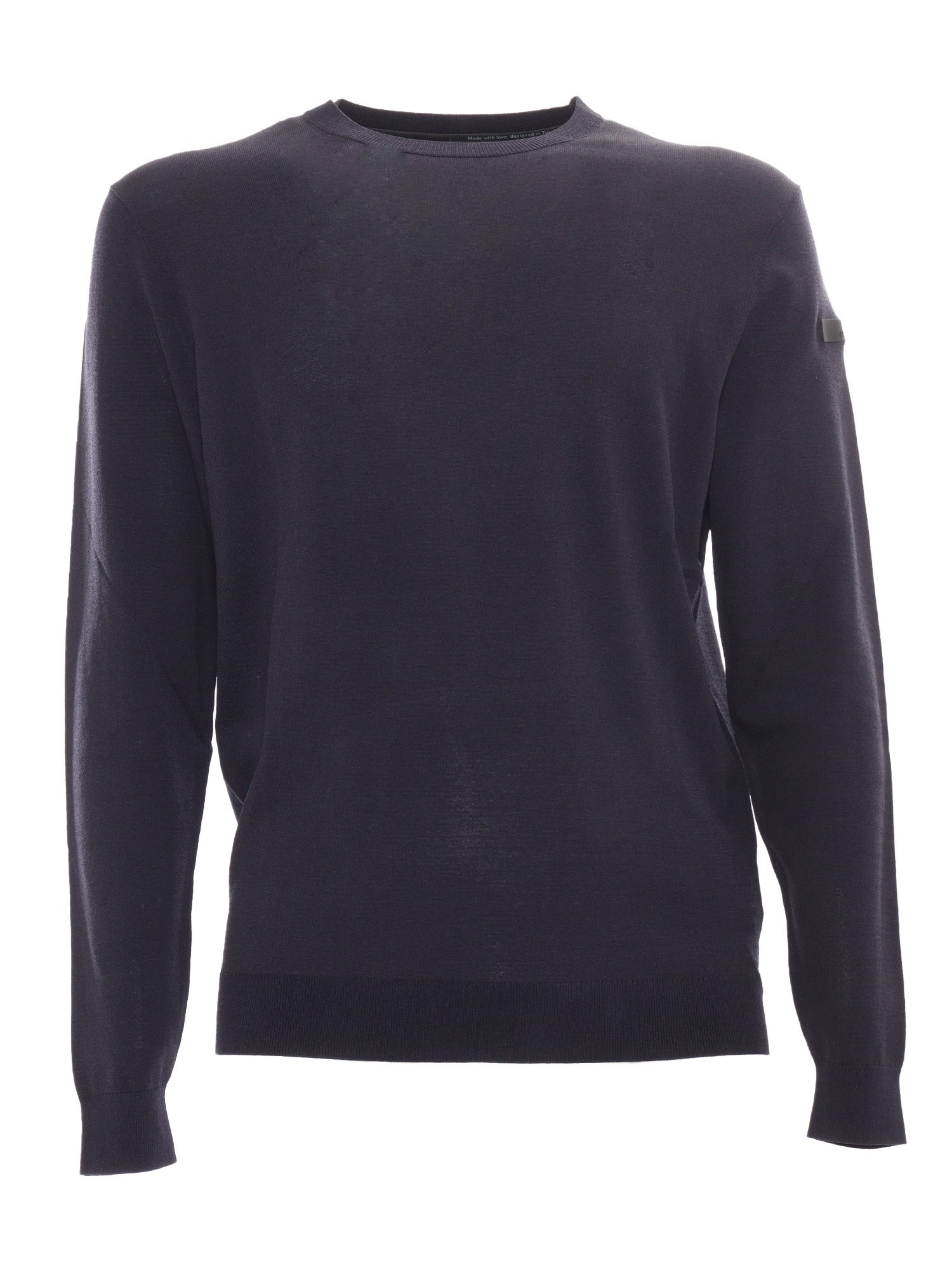Rrd Round Knit Sweater With Contrasting Hem Detail In Gray
