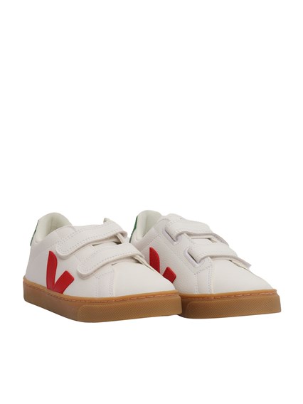 Veja SMALL ESPLAR CHROMEFREE LEATHER EXTRA-WHITE_PEKIN_EMERAUDE