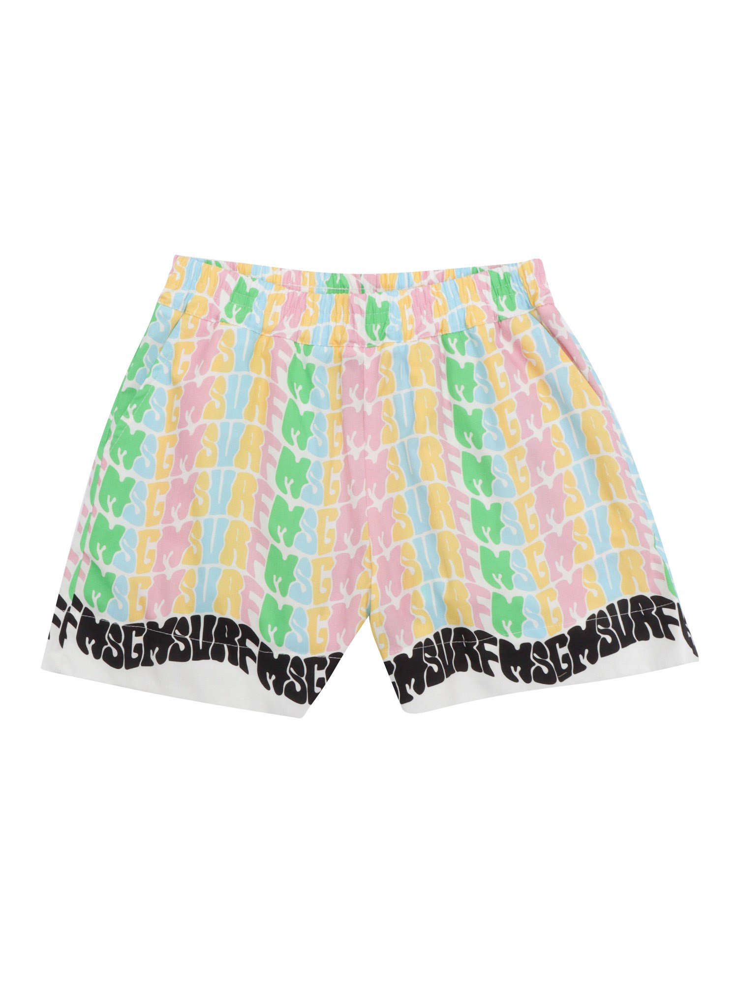 Msgm Poplin Shorts In Multi