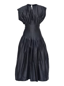 FABIANA FILIPPI COTTON SILK MIKADO SLEEVELESS DRESS FITTED AT WAIST