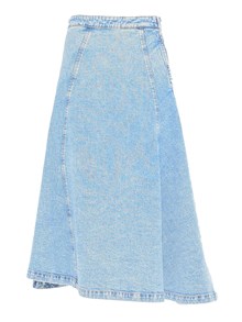 FABIANA FILIPPI BLUE DENIM FLARED MIDI SKIRT