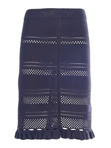 FABIANA FILIPPI MULTISTITCH COTTON KNIT SKIRT WITH BOTTOM ROUCHE
