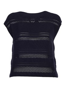 FABIANA FILIPPI COTTON MULTISTITCH BOATNECK COLLAR SHORT SLEEVE SWEATER