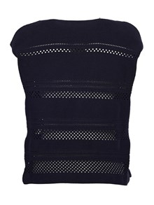 FABIANA FILIPPI COTTON MULTISTITCH BOATNECK COLLAR SHORT SLEEVE SWEATER