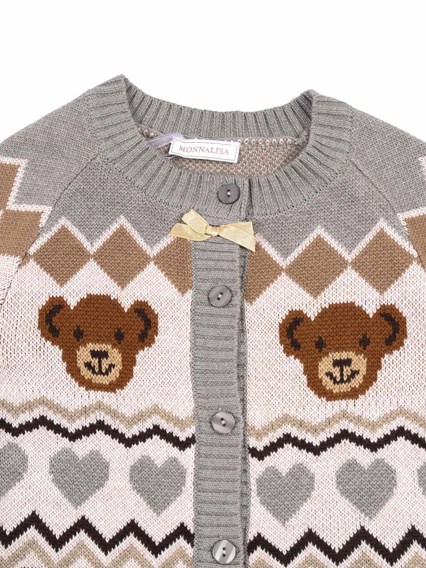 Monnalisa JAQUARD MIX WOOL CARDIGAN
