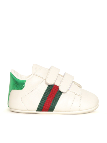 GUCCI KIDS BABY NEW ACE SNKR LTH W/WEB