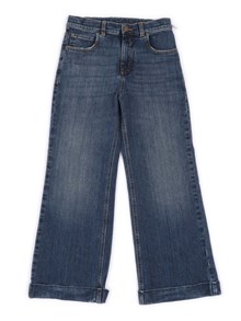 Golden Goose JOURNEY GIRL'S BOOTCUT MEDIUM WASHED BLUE DENIM WITH CONTRATST STITCHING AND EMBROIDERY