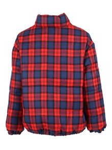 Fendi Jr RED TARTAN DOWN JACKET
