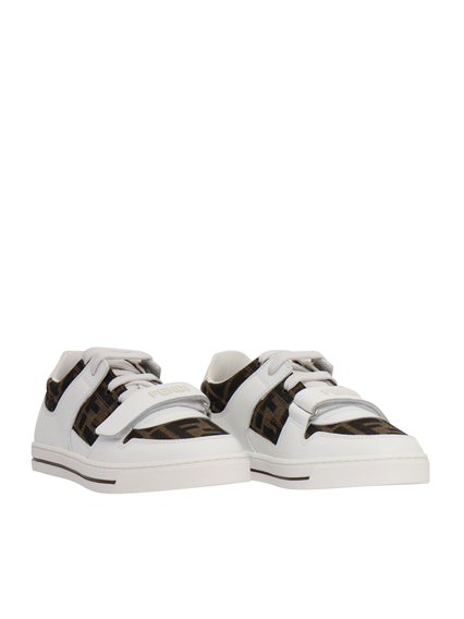 Fendi Jr CALFSKIN AND FABRIC SNEAKERS