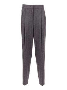 FABIANA FILIPPI FELTED WOOL PLEATED TROUSERS WITH FILO DIAMANTE DETAIL