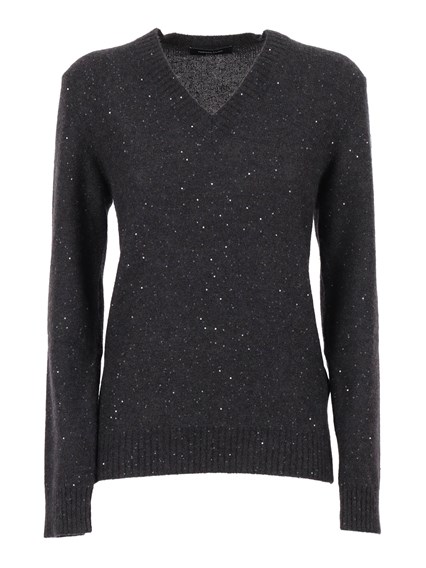 FABIANA FILIPPI SEQUIN V NECK SLIM FIT SWEATER