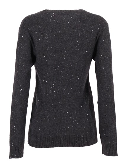 FABIANA FILIPPI SEQUIN V NECK SLIM FIT SWEATER