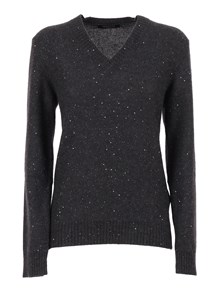 FABIANA FILIPPI SEQUIN V NECK SLIM FIT SWEATER