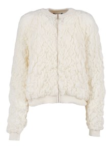 FABIANA FILIPPI BOMBER IN MOHAIR LAVORAZIONE GOFFRATA COLOR BURRO