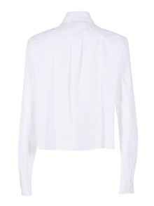 FABIANA FILIPPI POPLIN CROPPED SHIRT WITH PEPITA EMBROIDERY ON COLLAR
