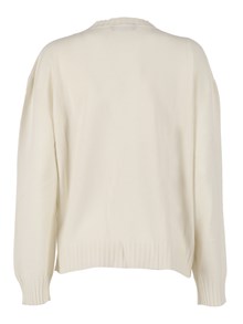 FABIANA FILIPPI PLATINUM V NECK SWEATER WITH FILO DIAMANTE TRIM DETAIL