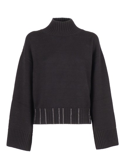 FABIANA FILIPPI MERINO WOOL CROPPED TURTLE NECK SWEATER