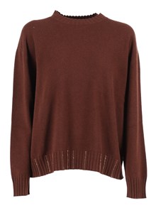 FABIANA FILIPPI PLATINUM CREW NECK SWEATER WITH FILO DIAMANTE