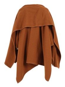 FABIANA FILIPPI WOOL CAPE WITH PATCH POCKETS AND PIERCING DETAIL