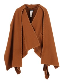 FABIANA FILIPPI WOOL CAPE WITH PATCH POCKETS AND PIERCING DETAIL