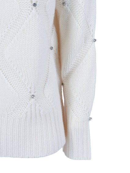 Kangra Cashmere HIGH NECK SWEATER WITH DIAMOND INTARSIA