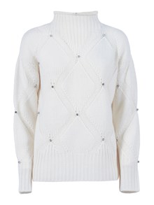 Kangra Cashmere HIGH NECK SWEATER WITH DIAMOND INTARSIA