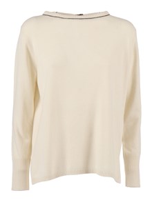 Kangra Cashmere BOAT NECK SWEATER WITH TRIMMINGS INSERT